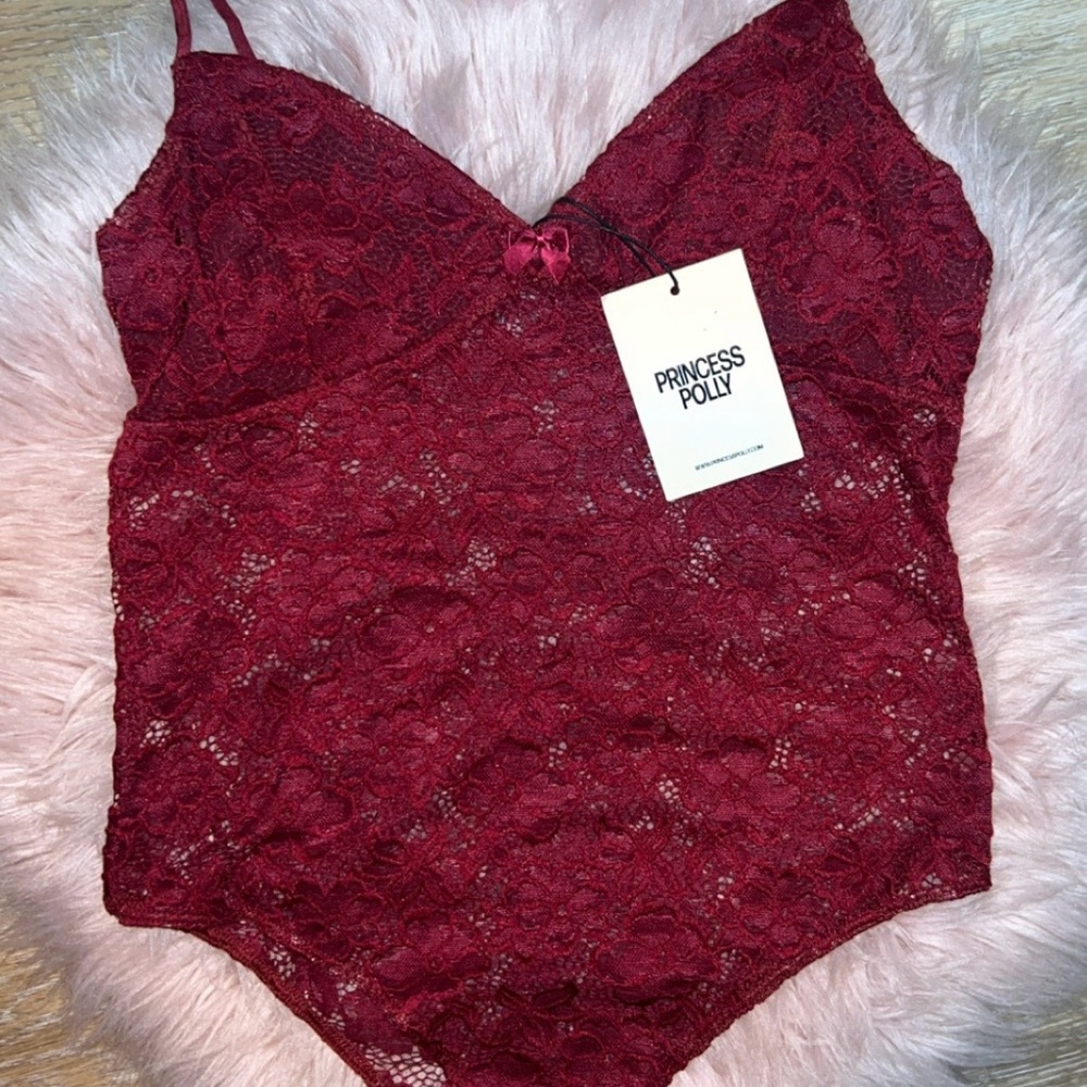 Princess Polly Deep Red Lace Bodysuit